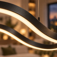 Lustre Salon Double Ruban Noir - zoom