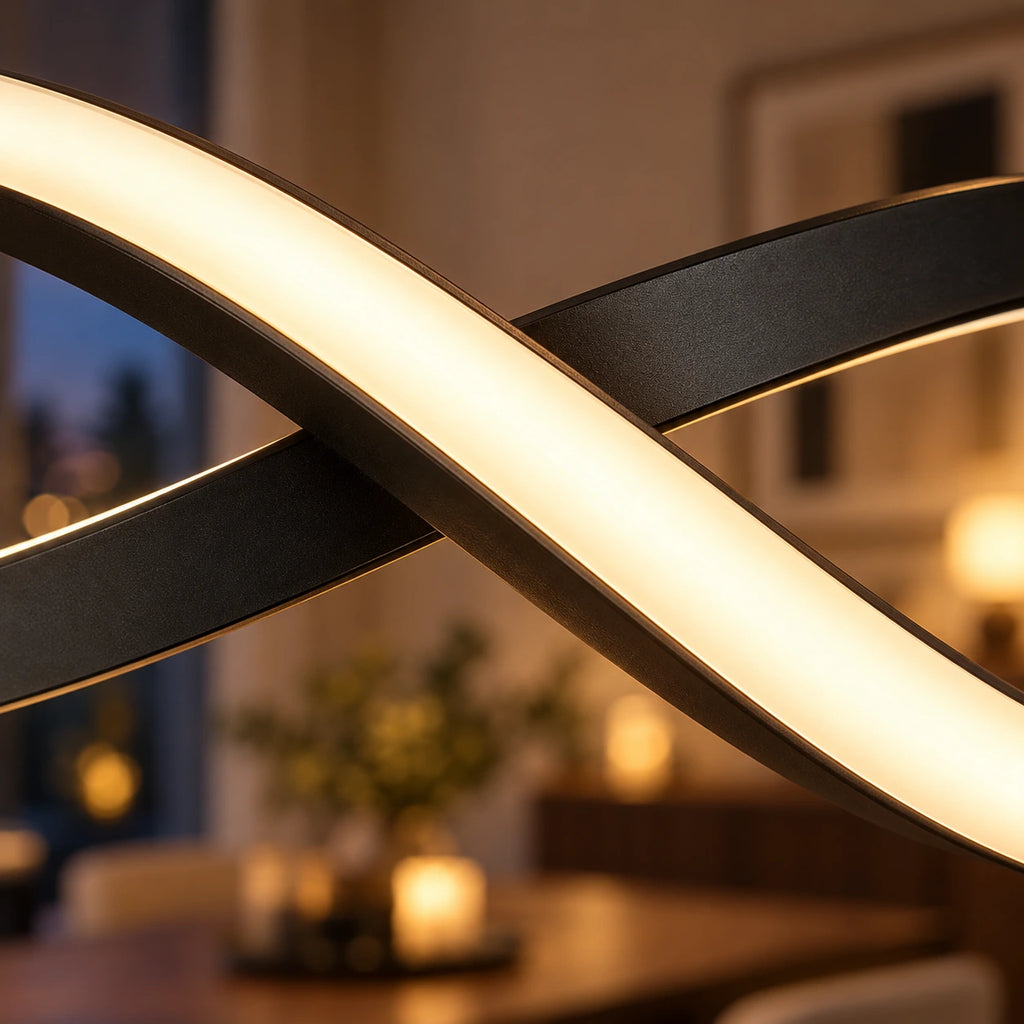 Lustre Salon Torsadée Noir - zoom