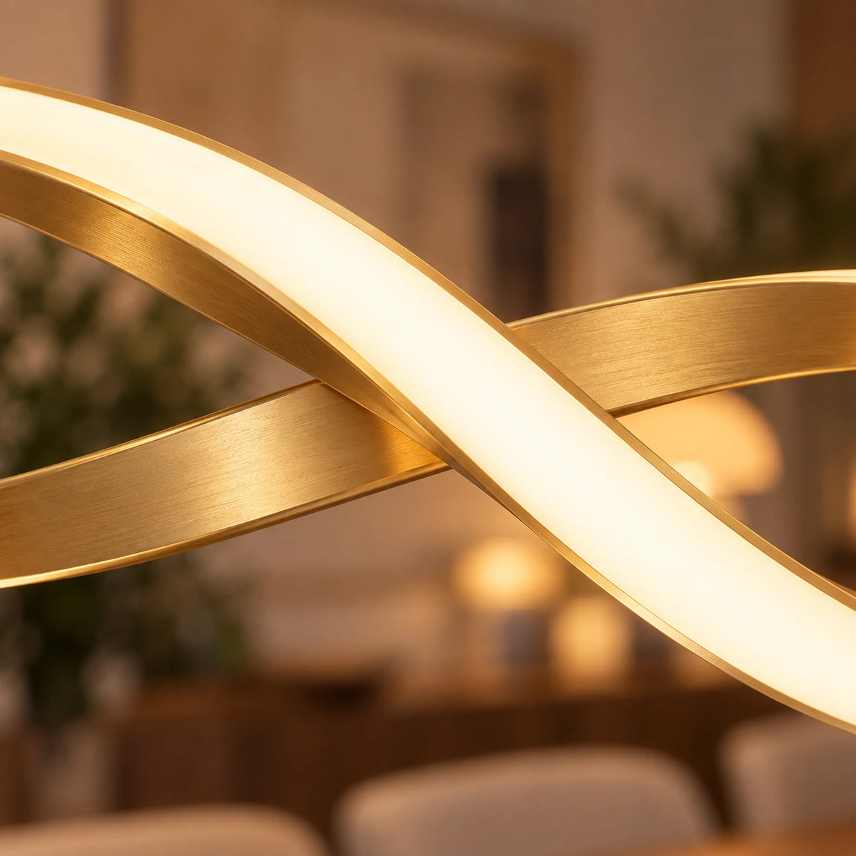 Lustre Salon Torsadée Dorée - zoom