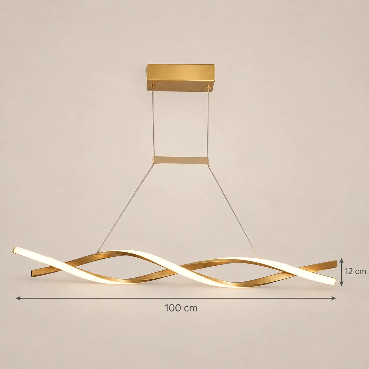 Lustre Salon Torsadée Dorée - dimensions
