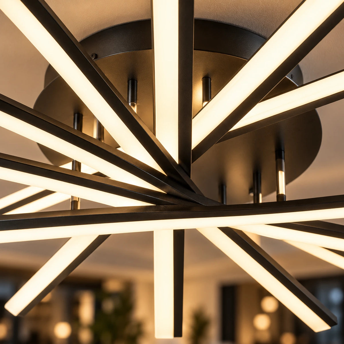Grand Lustre Salon Etoile Noir - zoom