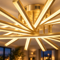 Grand Lustre Salon Etoile Dorée - zoom