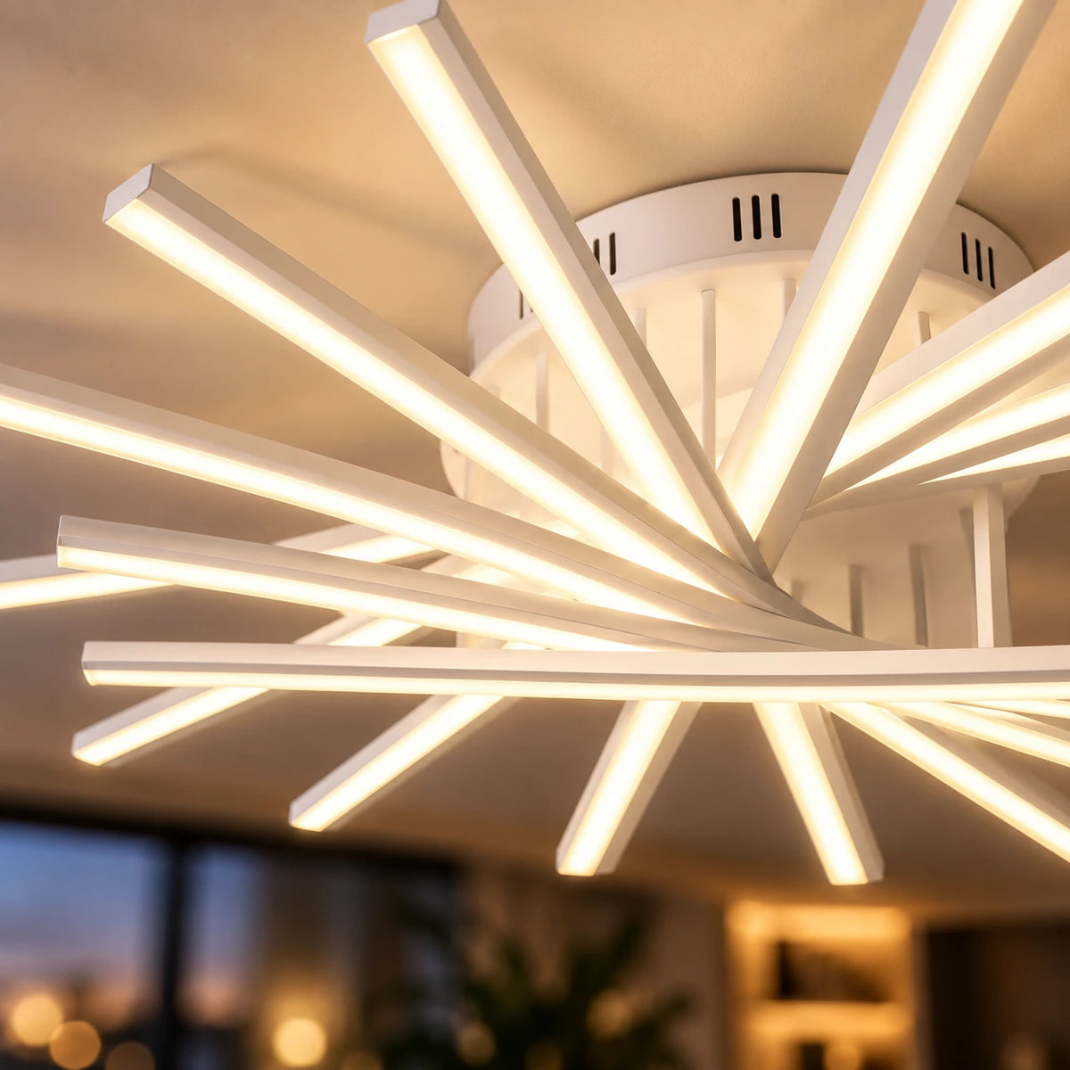 Grand Lustre Salon Etoile Blanc - zoom