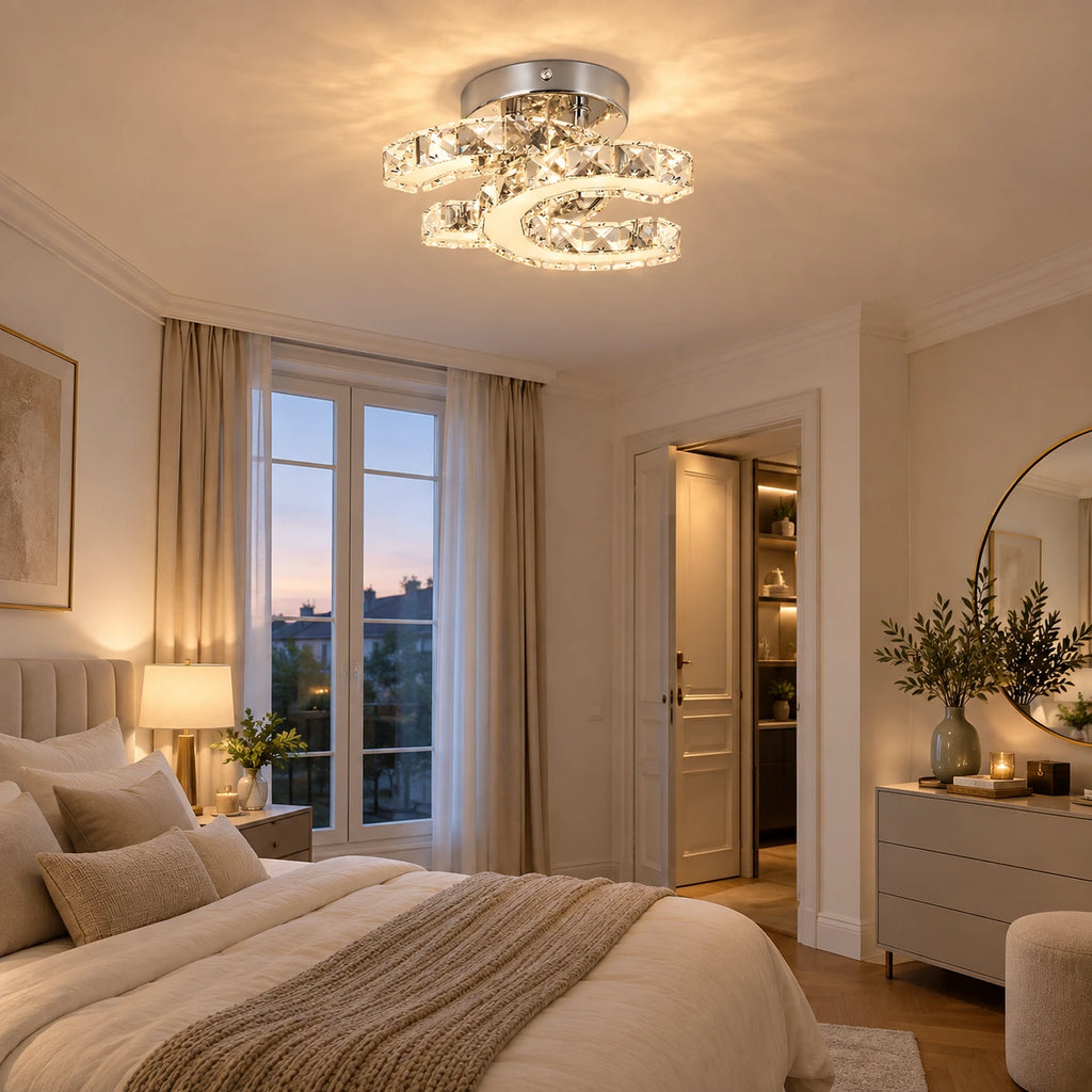 Lustre Chambre Boucle Cristal - ambiance