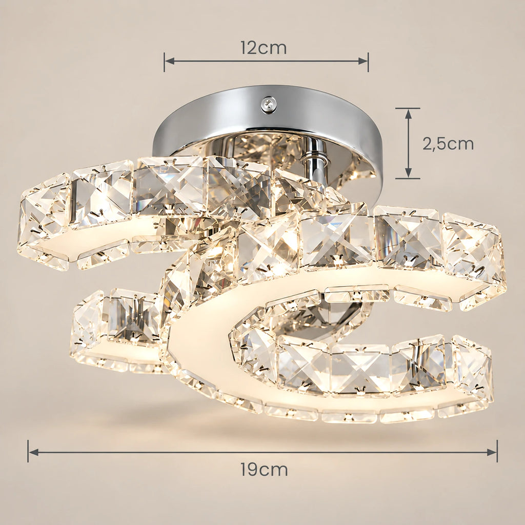 Lustre Chambre Boucle Cristal - dimensions