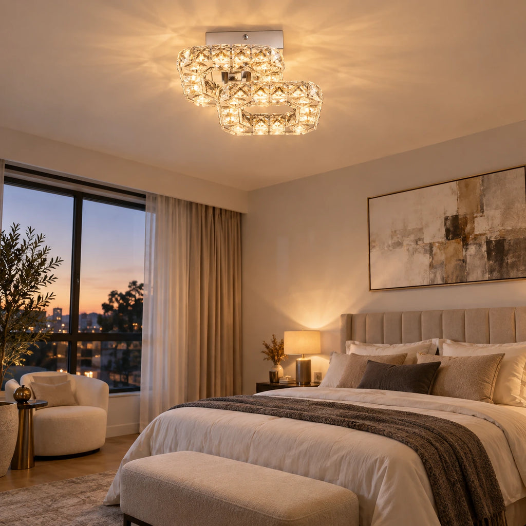 Lustre Chambre Argent Cristal - ambiance