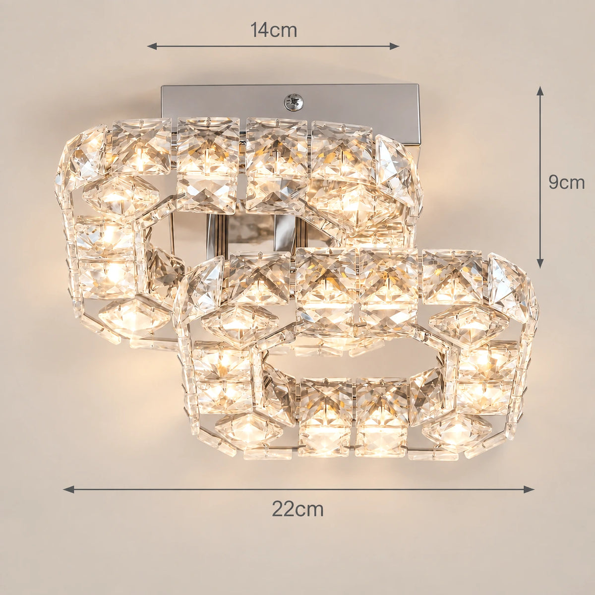 Lustre Chambre Argent Cristal - dimensions