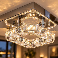 Lustre Chambre Double Carré Cristal - zoom