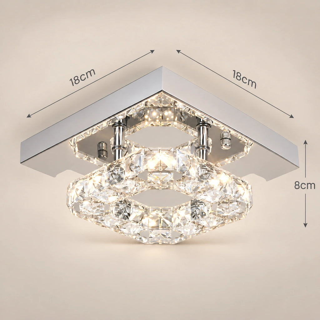 Lustre Chambre Double Carré Cristal - dimensions