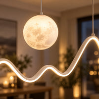 Lustre Chambre Lune Ondulée Blanc - zoom