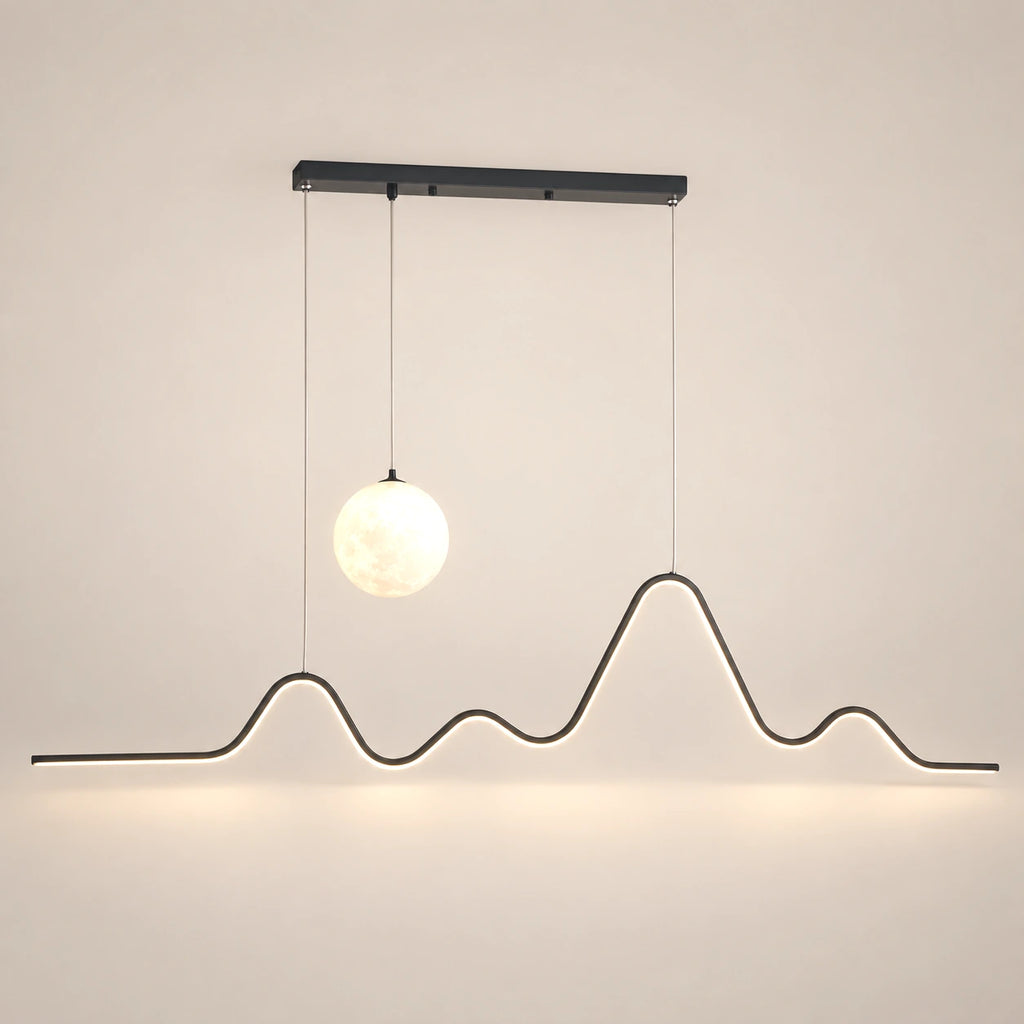 Lustre Chambre Lune Ondulée Noir - packshot