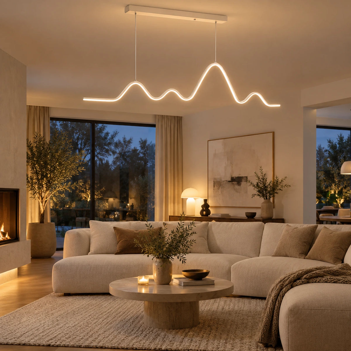 Lustre Chambre Ondulée Blanc - ambiance