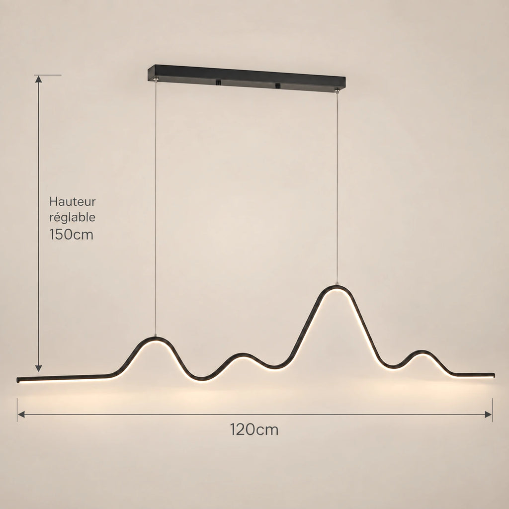 Lustre Chambre Ondulée Noir - dimensions