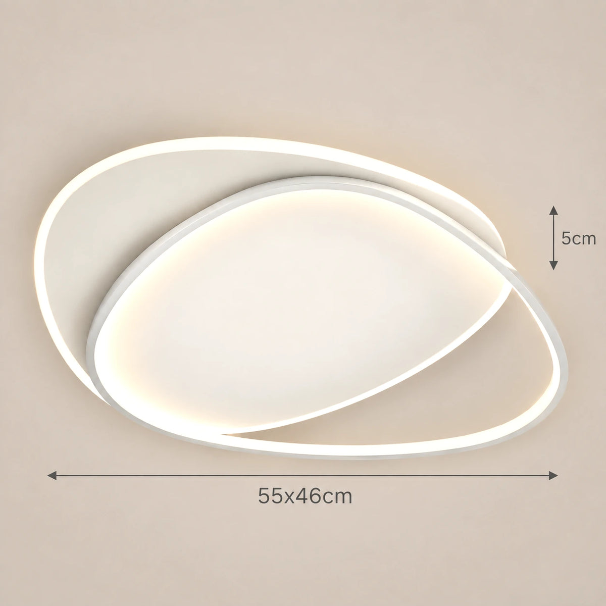 Lustre Chambre Moderne Boucle Blanc - dimensions