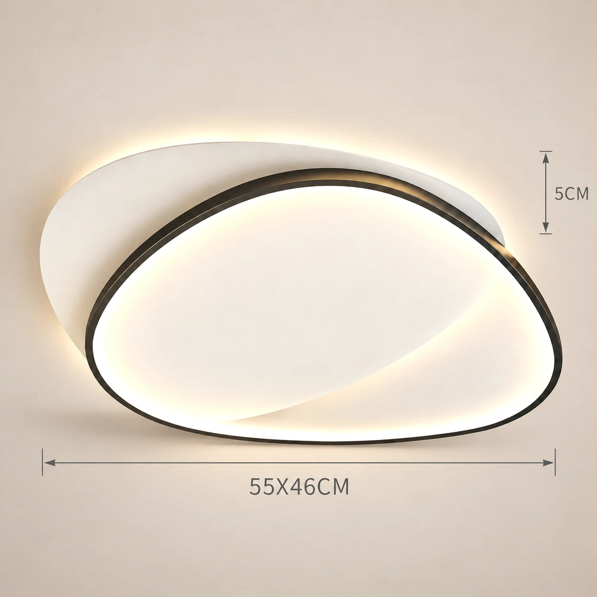 Lustre Chambre Moderne Boucle Noir - dimensions
