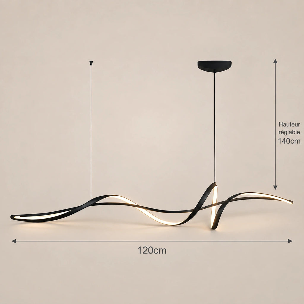 Lustre Salon Moderne Onde Noir - dimensions