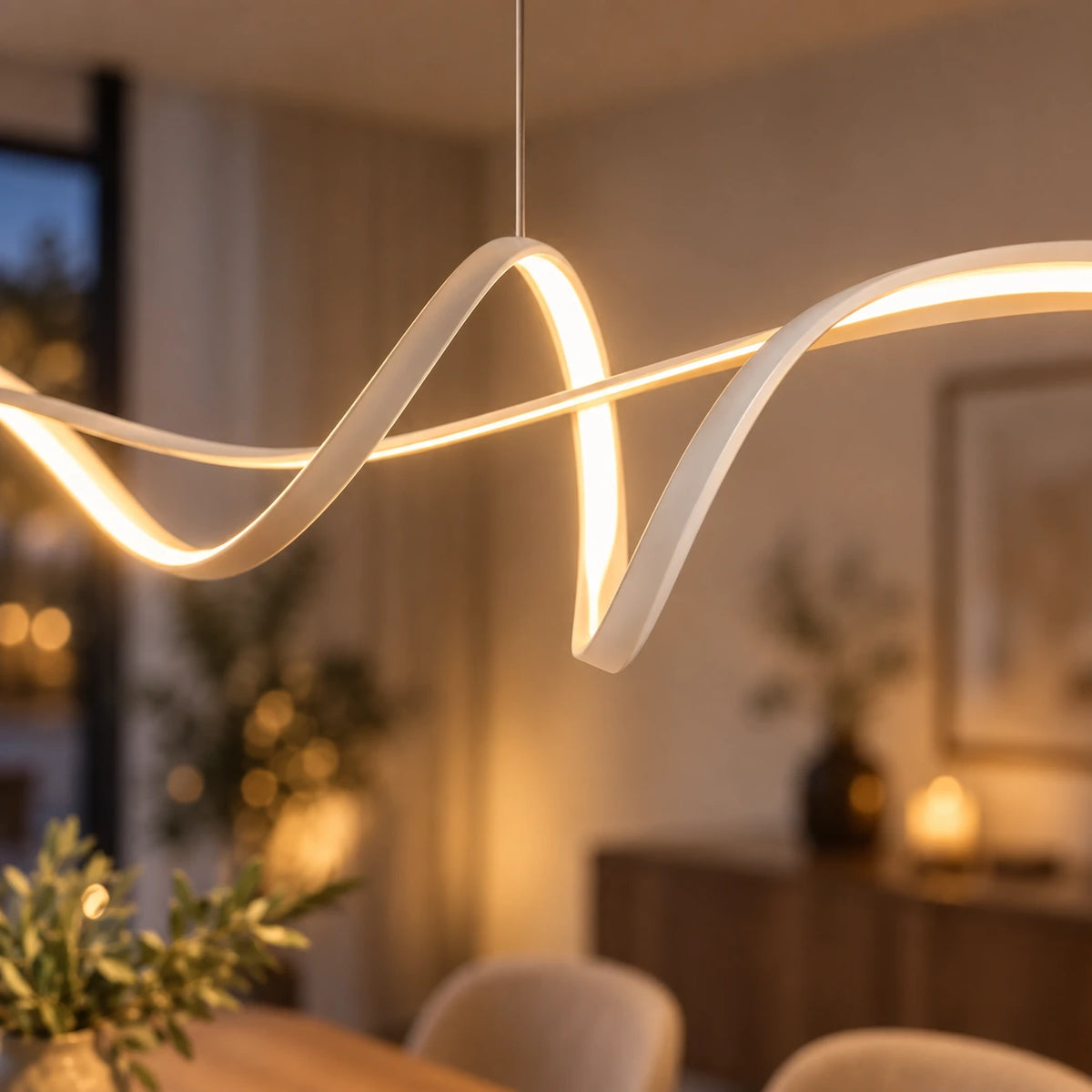 Lustre Salon Moderne Onde Blanc - zoom