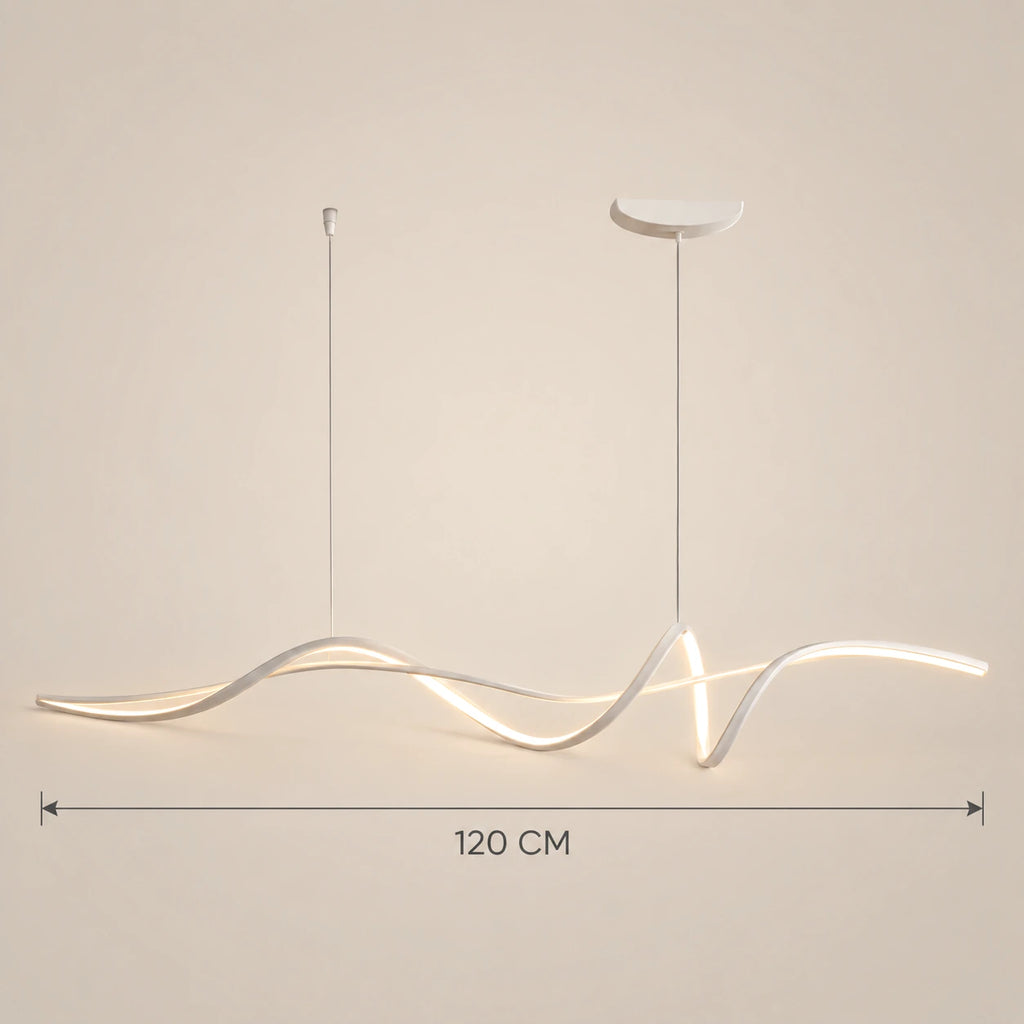Lustre Salon Moderne Onde Blanc - dimensions