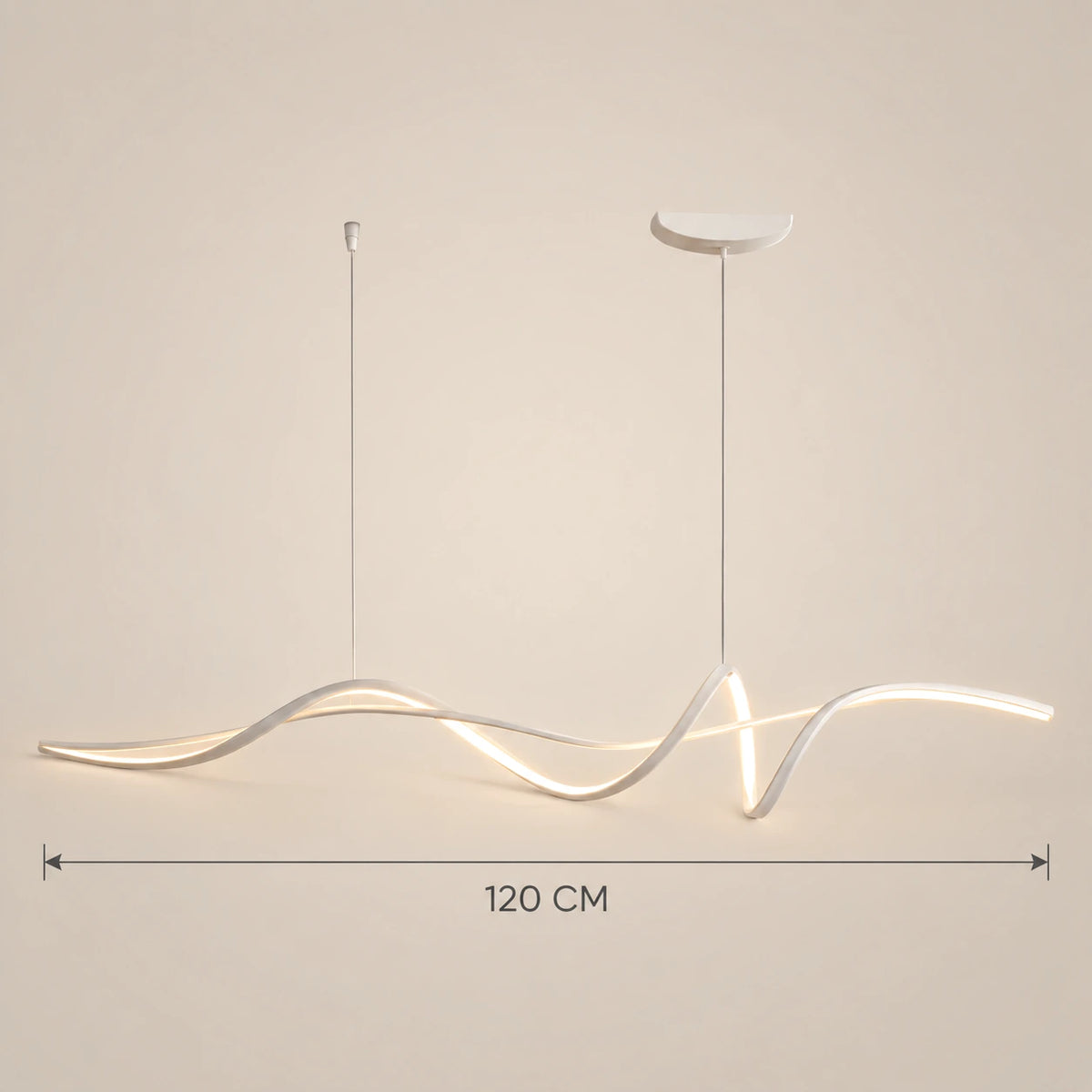 Lustre Salon Moderne Onde Blanc - dimensions