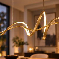 Lustre Salon Moderne Onde Dorée - zoom