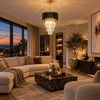 Lustre Salon Cylindre Cristal - ambiance