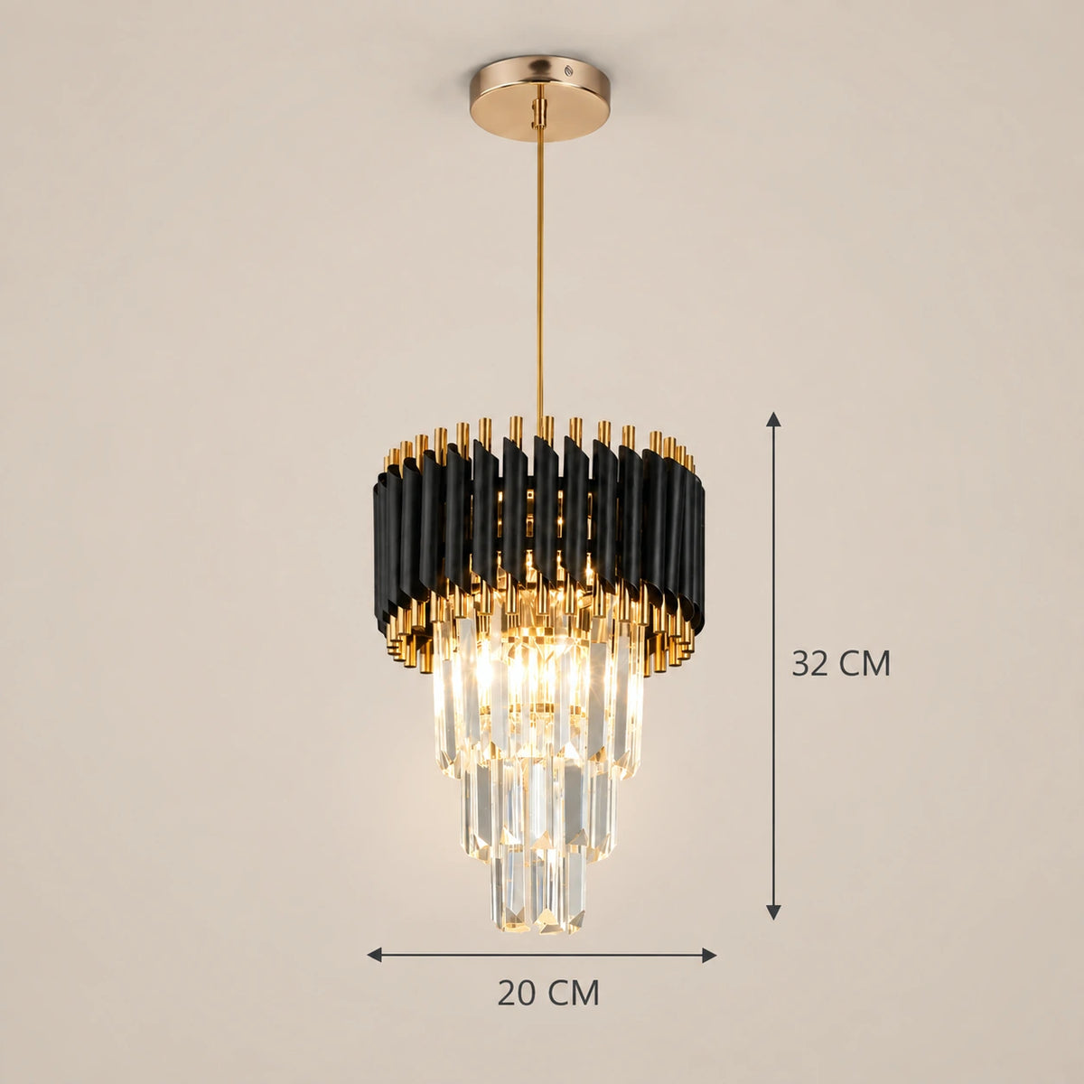 Lustre Salon Cylindre Cristal - dimensions