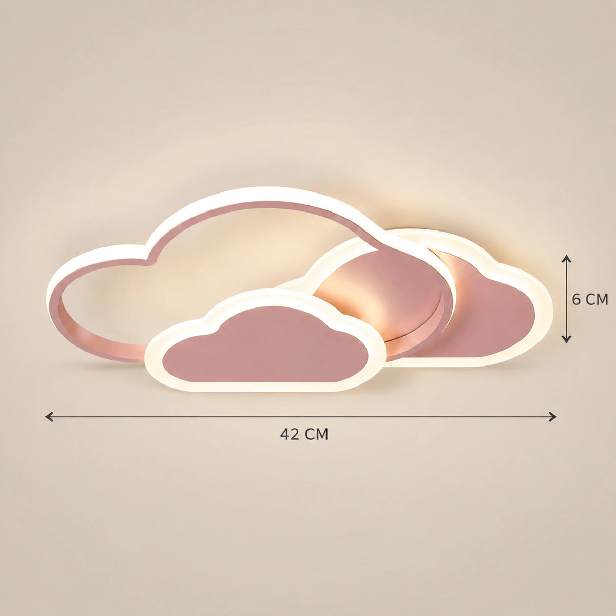 Lustre Enfant Double Nuage Rose - dimensions
