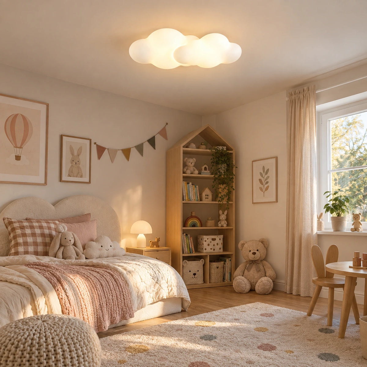 Lustre Enfant Double Nuage Blanc - ambiance