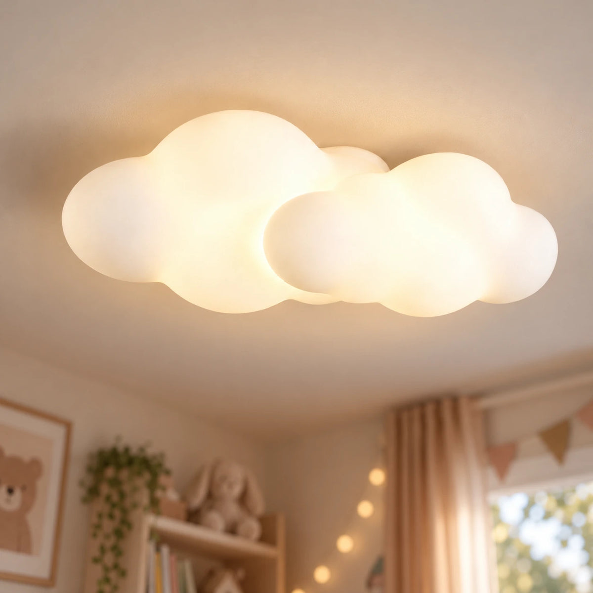 Lustre Enfant Double Nuage Blanc - zoom