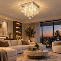 Lustre Moderne Cascade Cristal - ambiance
