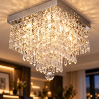 Lustre Moderne Cascade Cristal - zoom
