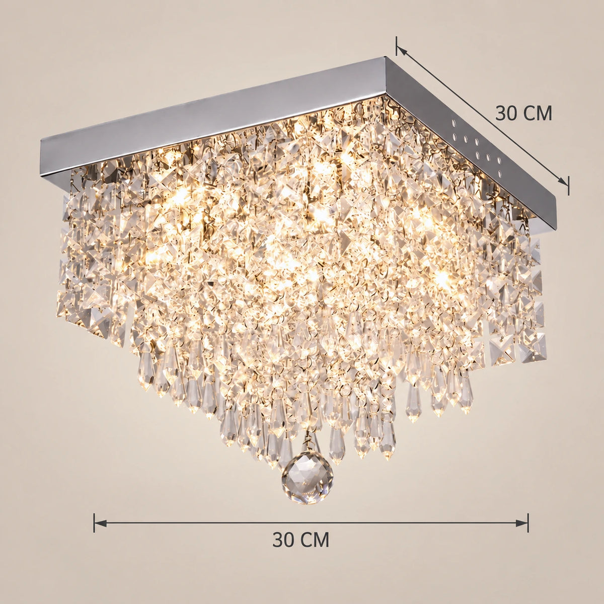 Lustre Moderne Cascade Cristal - dimensions