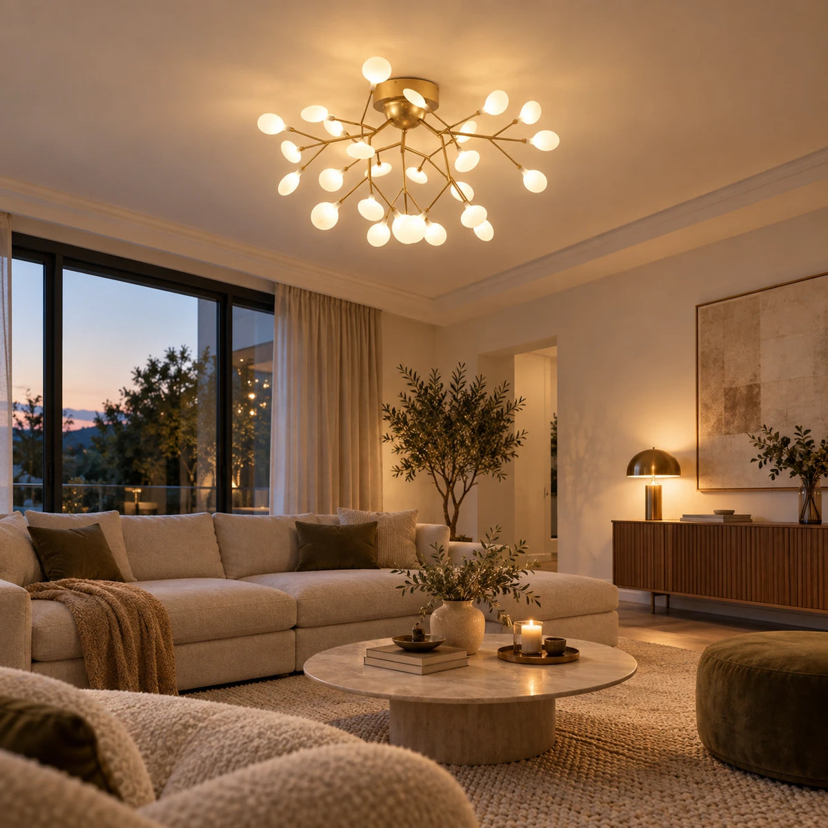 Lustre Salon Branche Dorée - ambiance