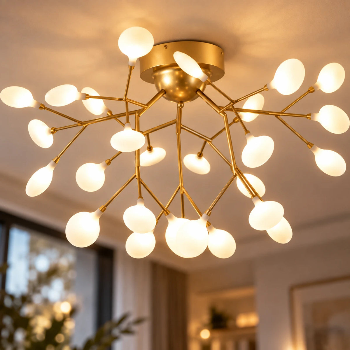 Lustre Salon Branche Dorée - zoom