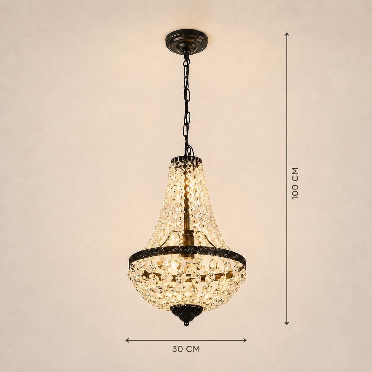 Lustre Salon Chandelier Crystal - dimensions 30x100 cm