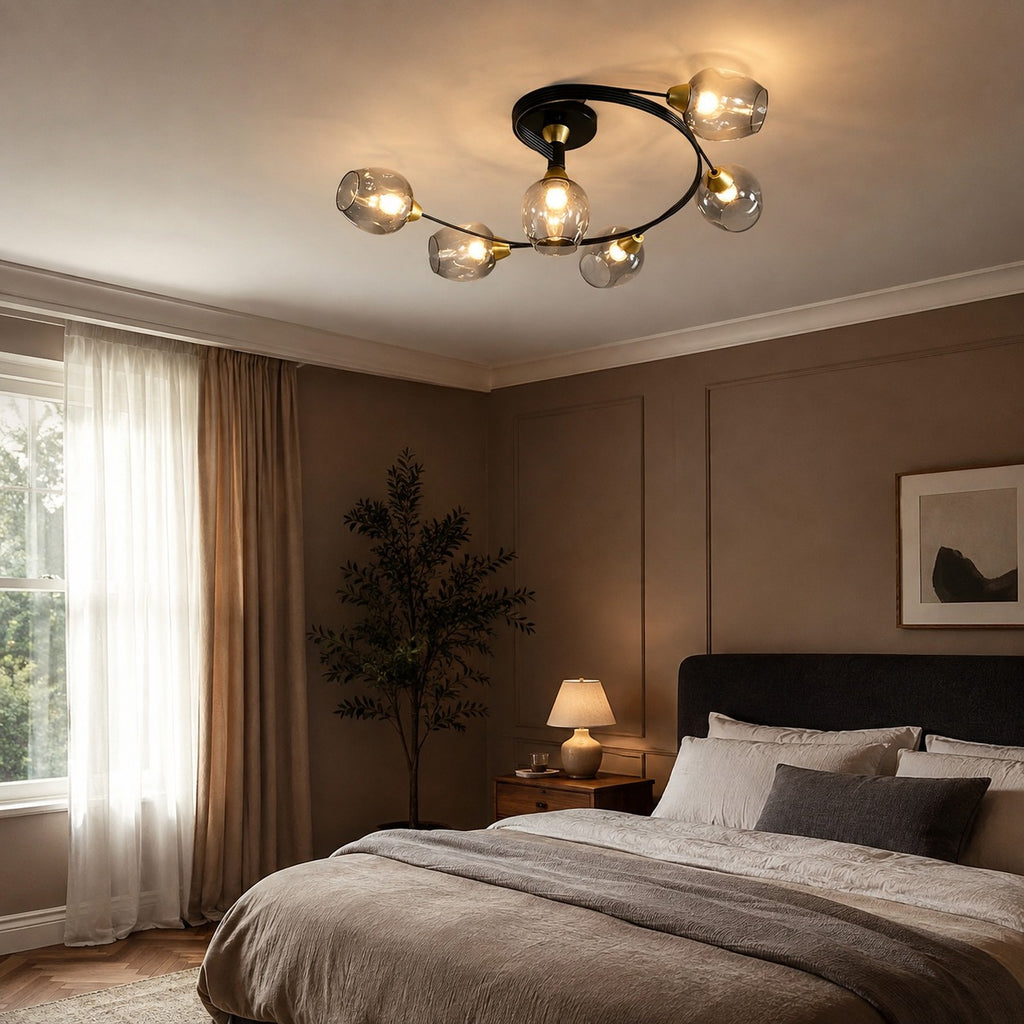 Lustre Chambre Courbe Noir - ambiance chambre