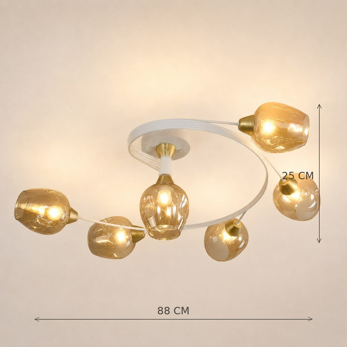 Lustre Chambre Courbe Blanc - dimensions 88x25 cm