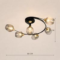 Lustre Chambre Courbe Noir - dimensions 88x25 cm