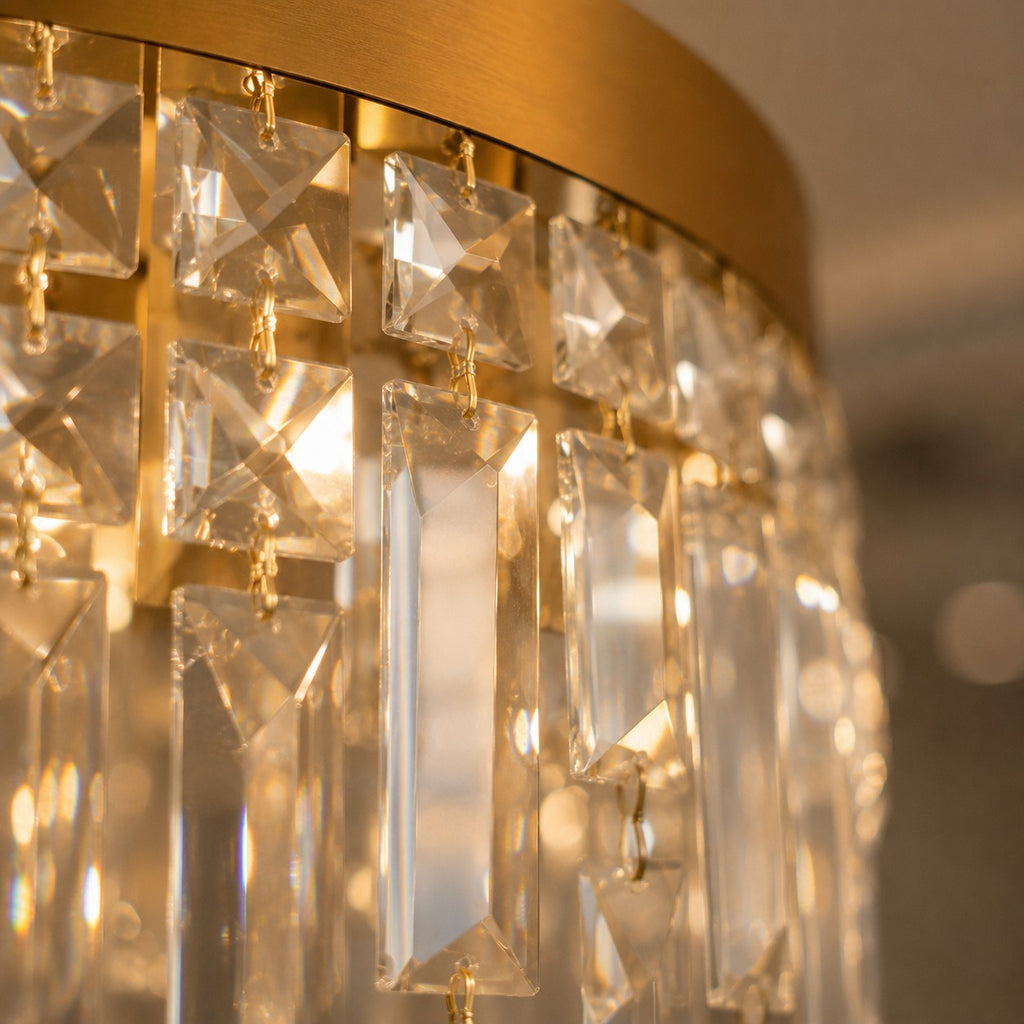 Lustre Salle de bain Rond Crystal Doree - detail