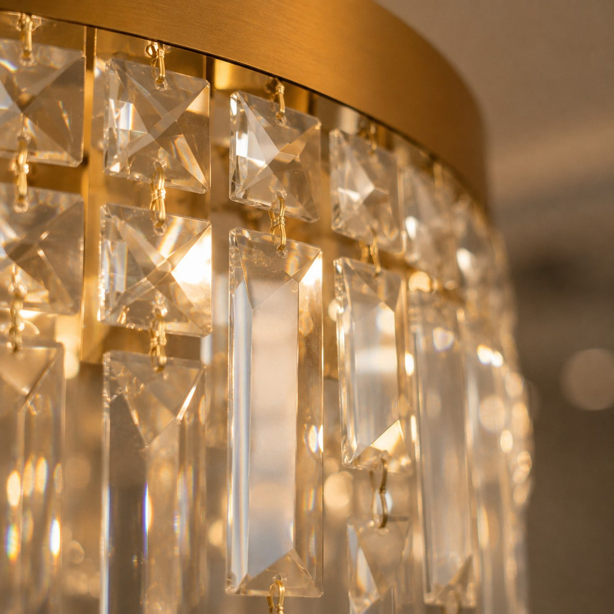 Lustre Salle de bain Rond Crystal Doree - detail