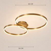 Lustre Chambre Double Anneaux Doree - dimensions 60 50 cm