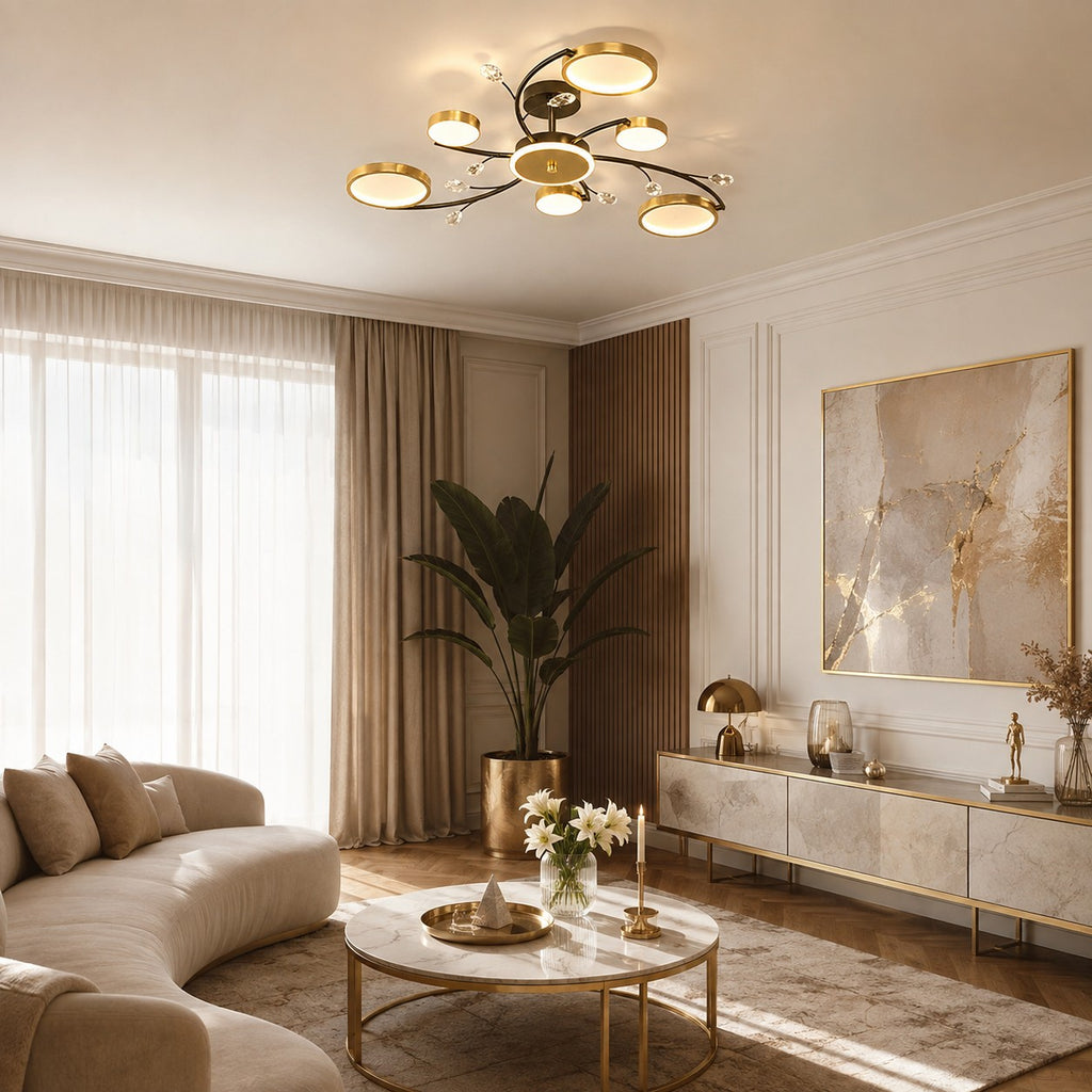 Lustre Salon Fleur Doree - ambiance salon