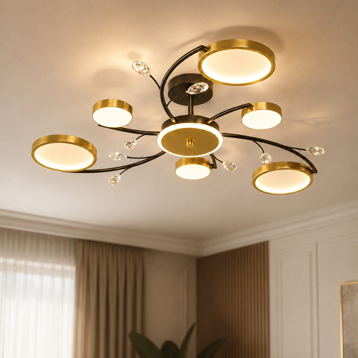 Lustre Salon Fleur Doree - vue rapprochee