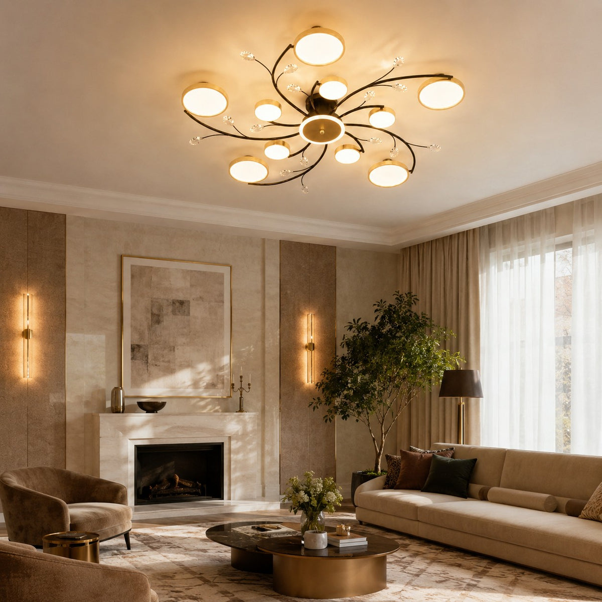 Grand Lustre Salon Fleur - ambiance salon