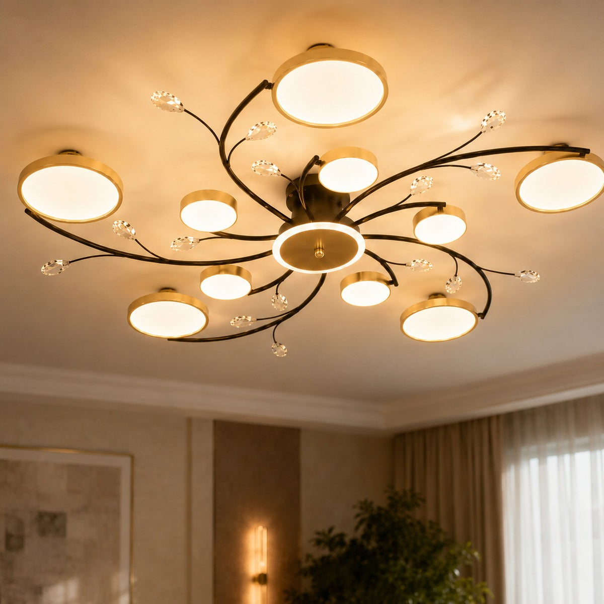 Grand Lustre Salon Fleur - vue rapprochee