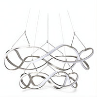 Grand Lustre Moderne Ruban Argent Argent