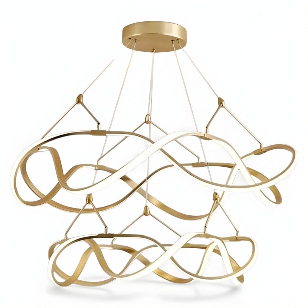 Grand Lustre Moderne Ruban Doree Dorée