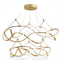 Grand Lustre Moderne Ruban Doree Dorée