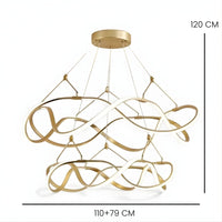 Grand Lustre Moderne Ruban Doree Dorée