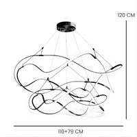 Grand Lustre Moderne Ruban Noir Noir